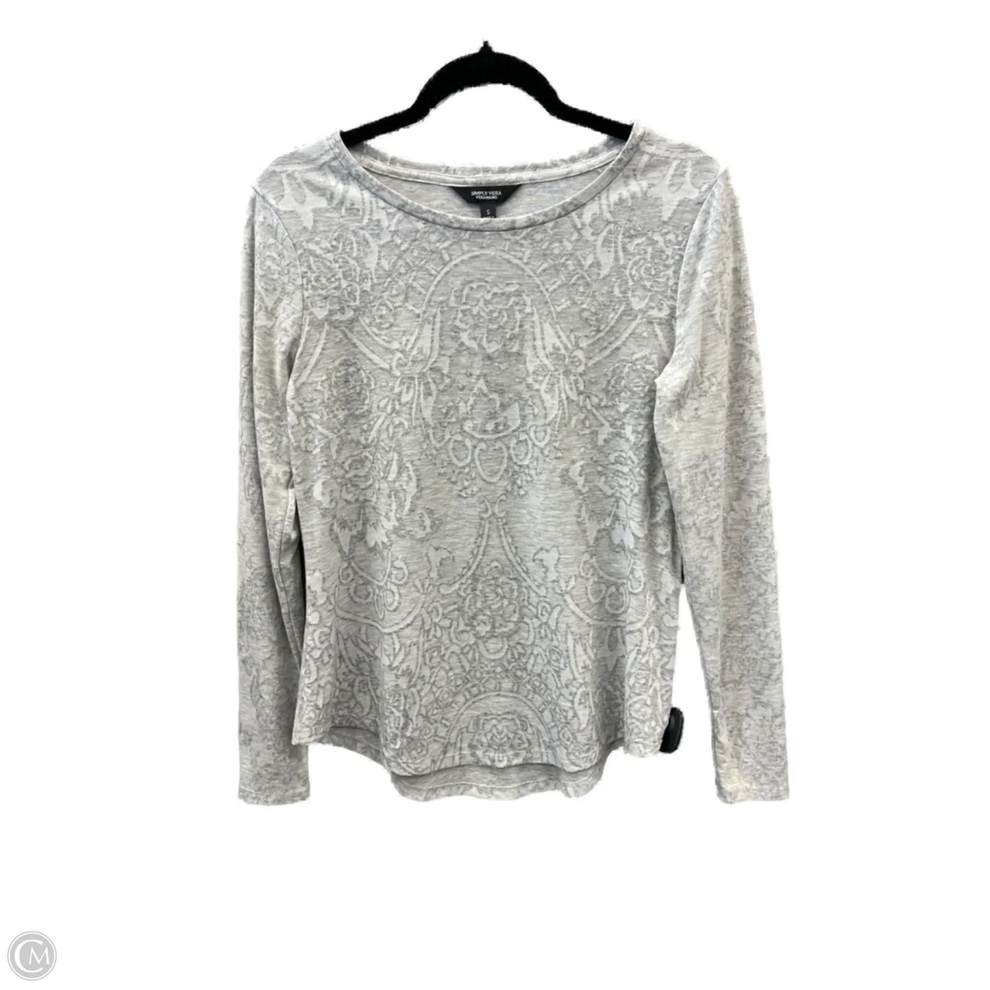 Top Long Sleeve By Simply Vera In Grey, Size: S