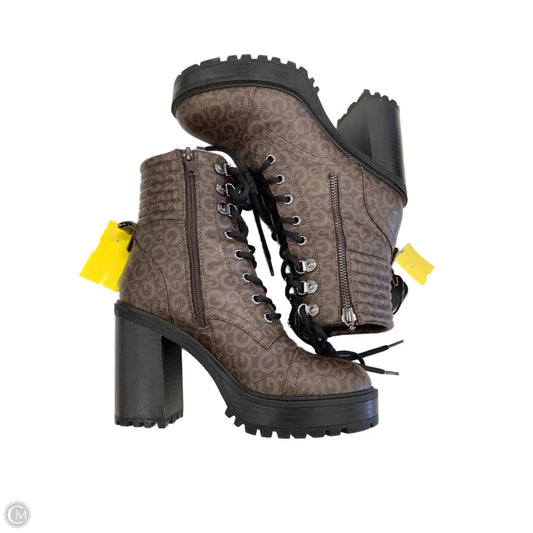Boots Ankle Heels By Guess In Brown, Size: 6