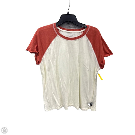 Top Short Sleeve By Maurices In Cream & Orange, Size: Xl
