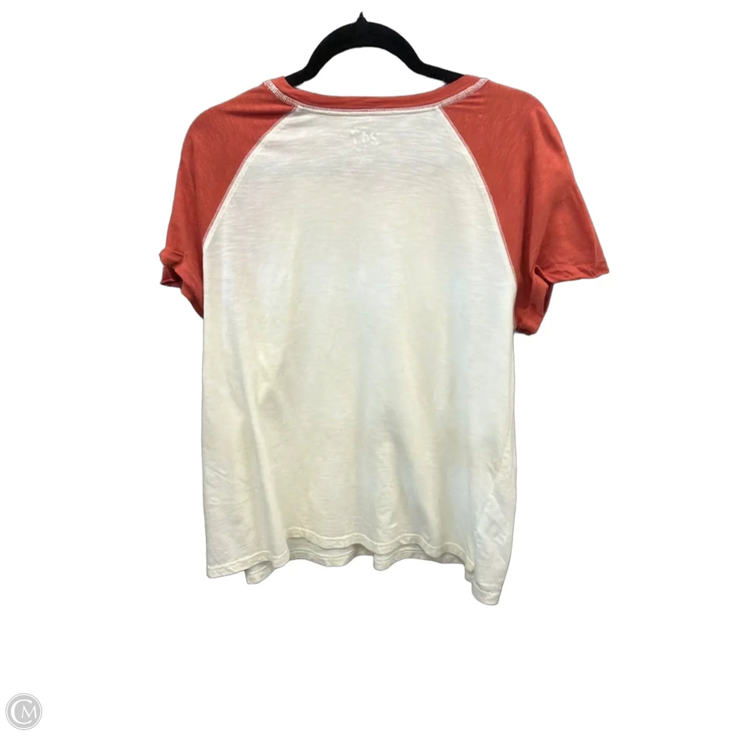 Top Short Sleeve By Maurices In Cream & Orange, Size: Xl