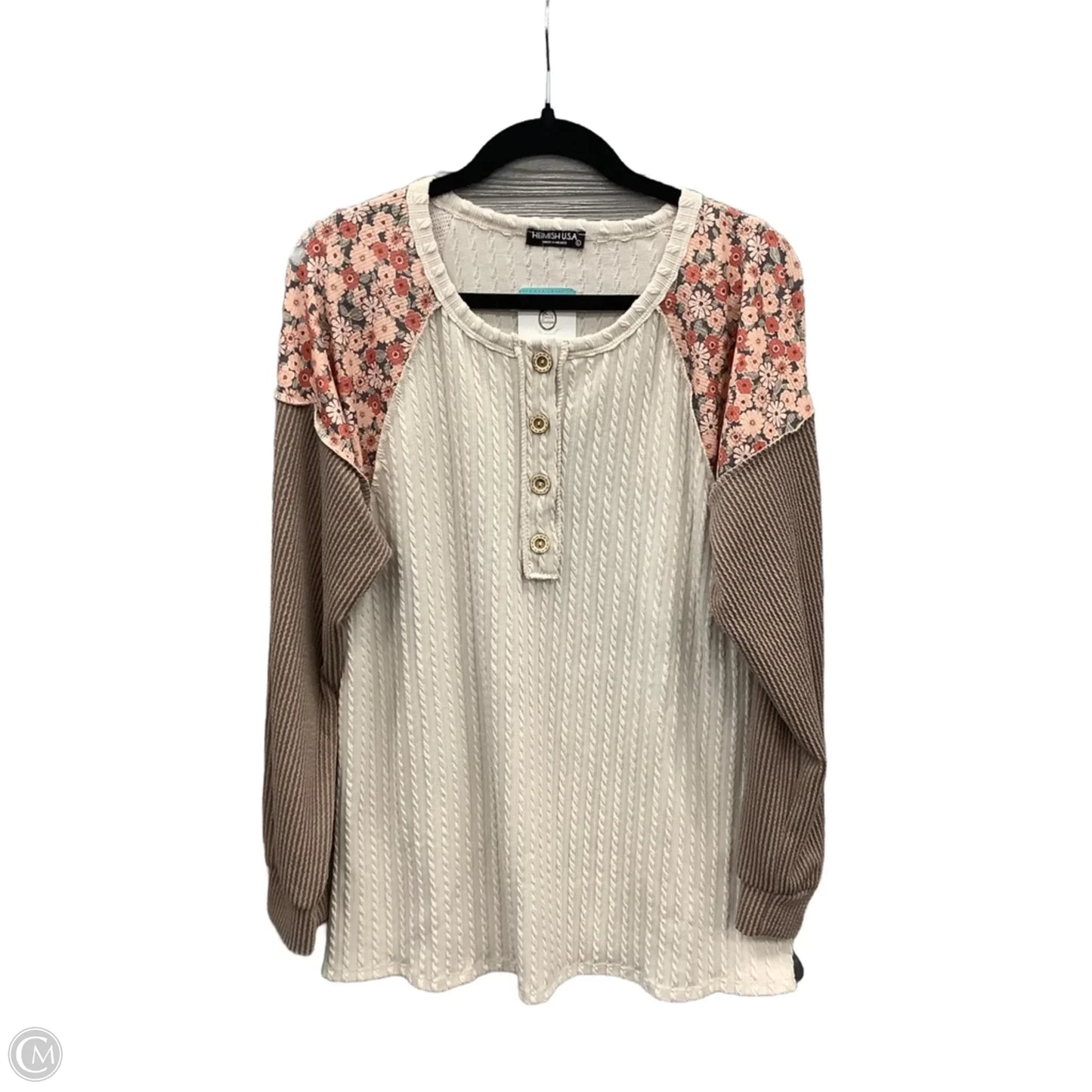 Top Long Sleeve By Heimish Usa In Beige, Size: L