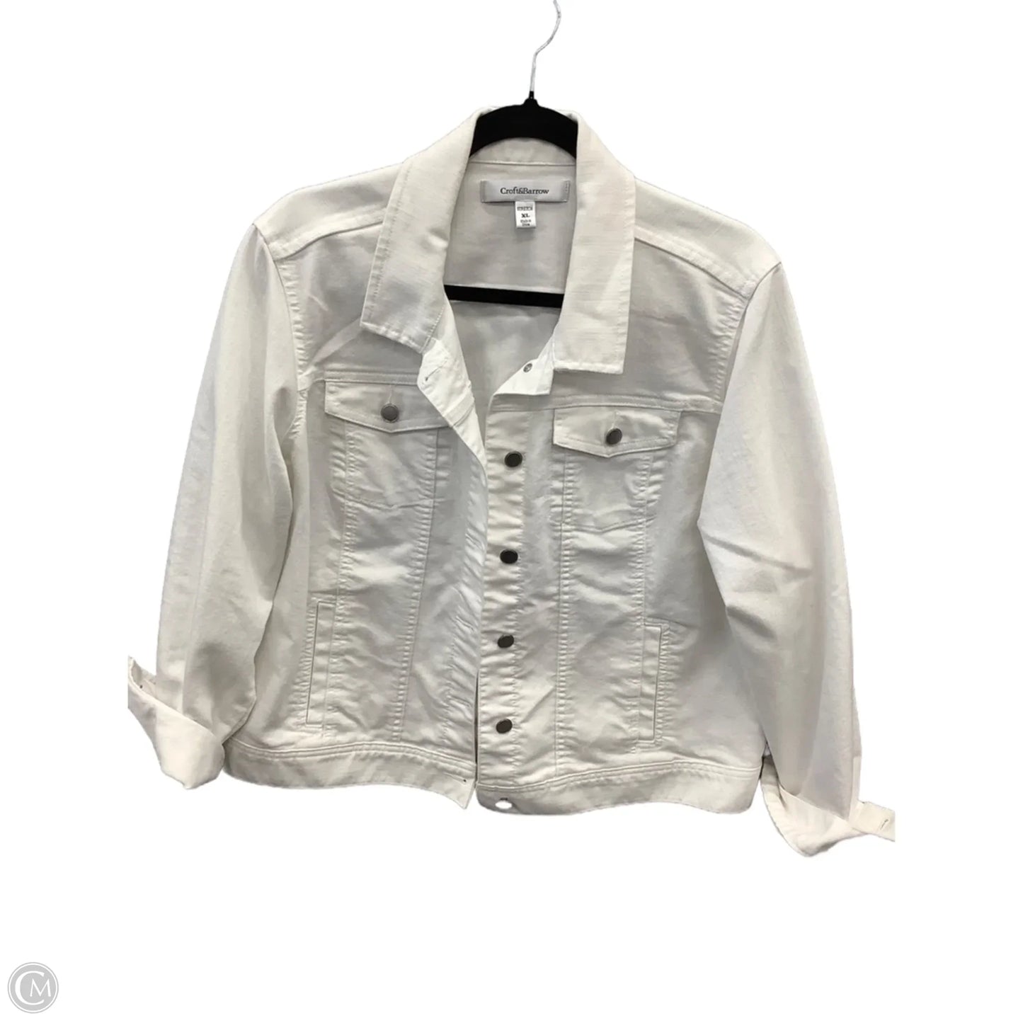 Jacket Denim By Croft And Barrow In White Denim, Size: Xl