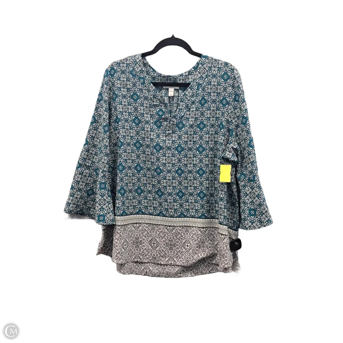 Top Long Sleeve By Dana Buchman In Green, Size: Xxl