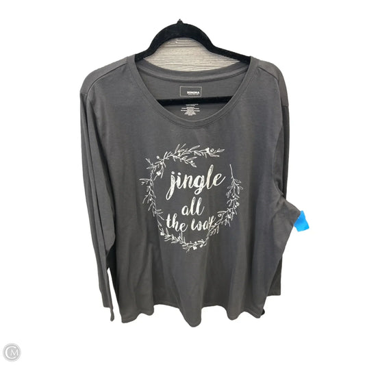 Top Long Sleeve By Sonoma In Grey, Size: 3x
