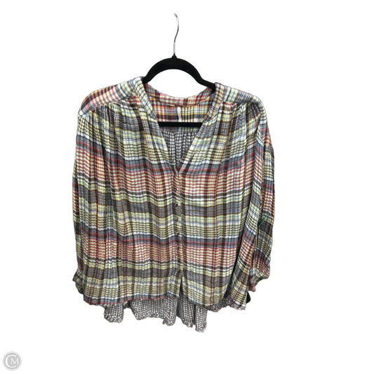 Top Long Sleeve By Free People In Plaid Pattern, Size: Xs