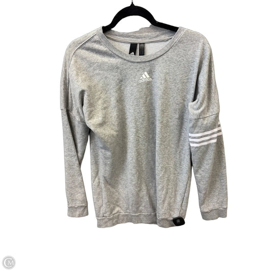 Athletic Top Long Sleeve Crewneck By Adidas In Grey, Size: S