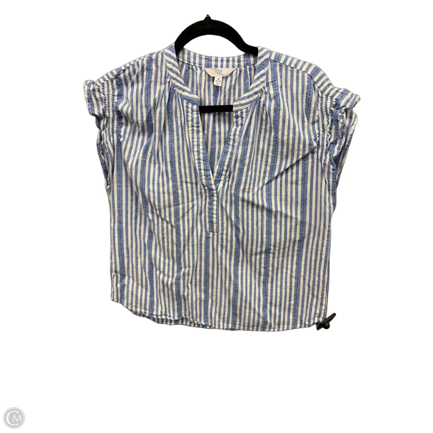 Top Short Sleeve By Time And Tru In Blue & White, Size: M