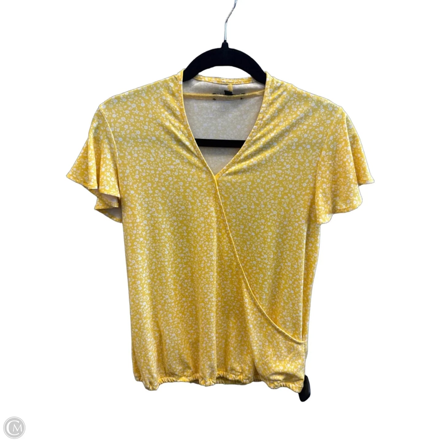 Top Short Sleeve By Adrianna Papell In Yellow, Size: S