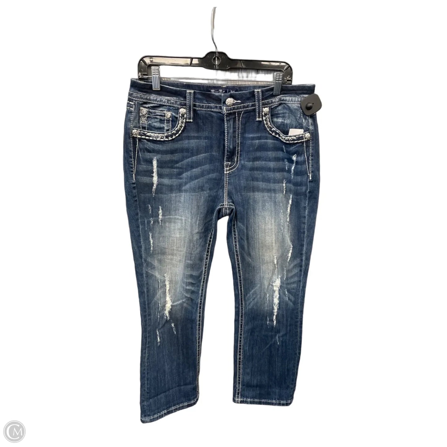 Jeans Cropped By Miss Me In Blue Denim, Size: 12