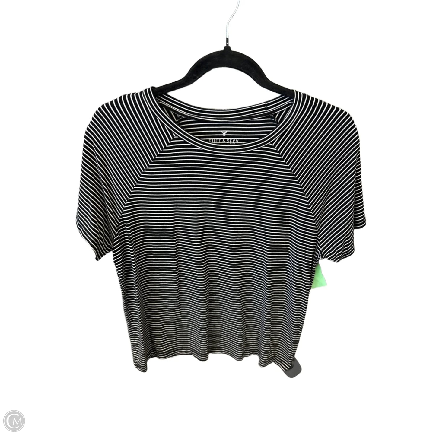 Top Short Sleeve By American Eagle In Black & White, Size: L