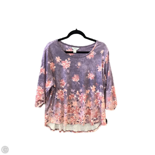 Top 3/4 Sleeve By Cj Banks In Purple, Size: 1x