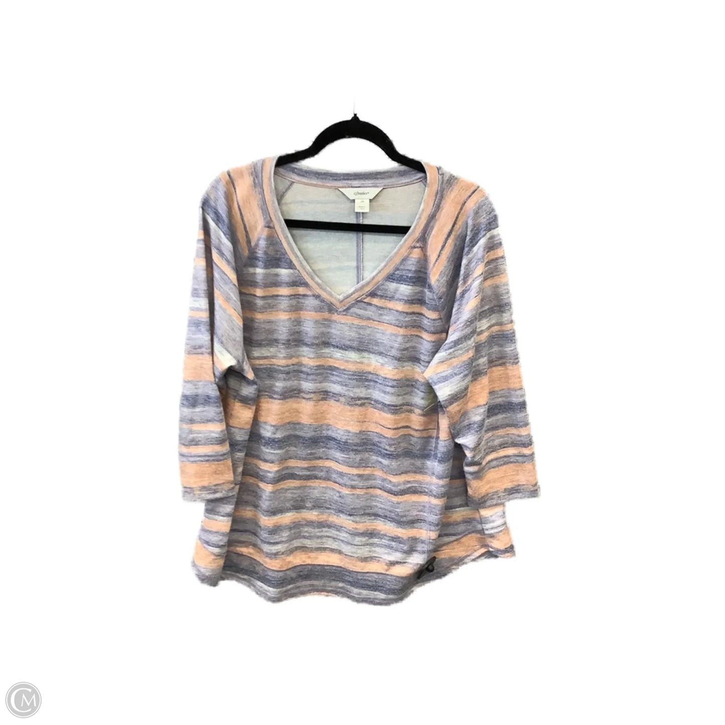 Top 3/4 Sleeve By Cj Banks In Striped Pattern, Size: 2x