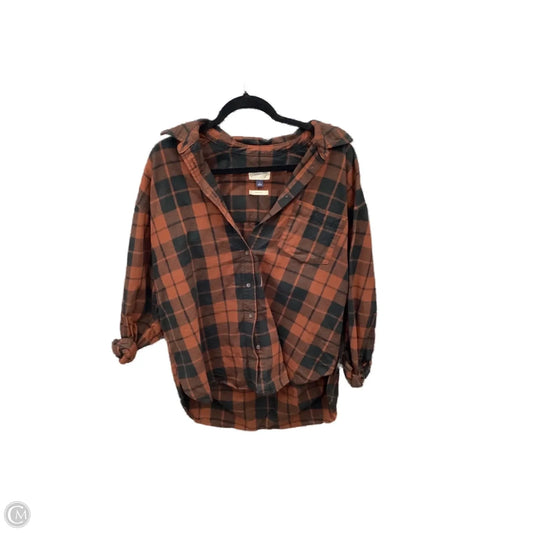 Jacket Shirt By Universal Thread In Brown, Size: L