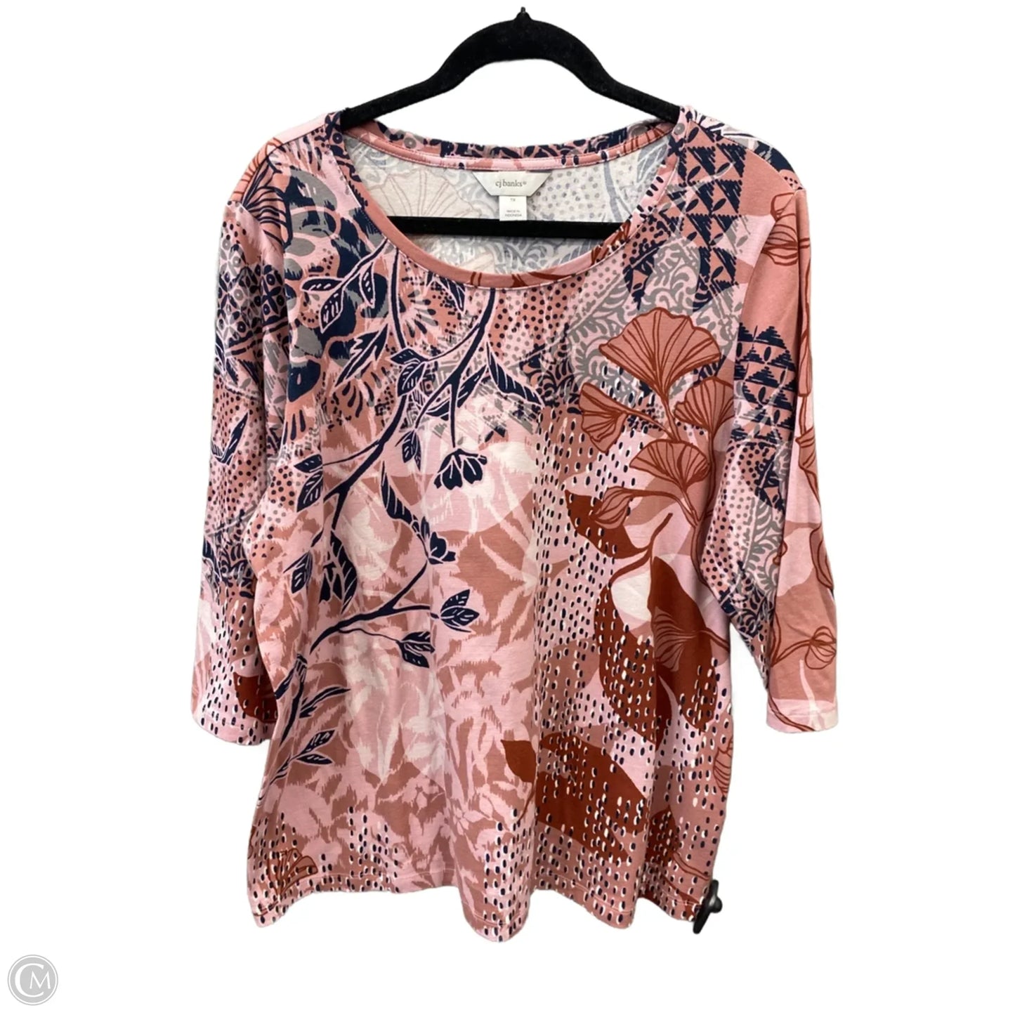 Top Long Sleeve By Cj Banks In Pink, Size: 1x