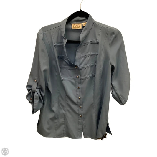 Top Long Sleeve By Cathy Che In Blue, Size: M
