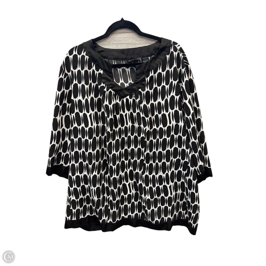 Top Short Sleeve By Maggie Barnes In Black & White, Size: 2x