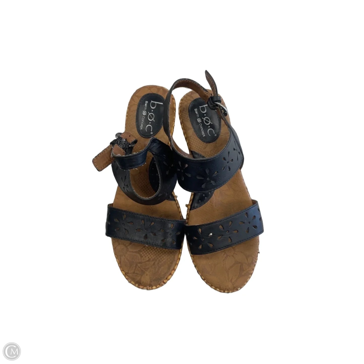 Sandals Heels Wedge By Boc In Blue & Brown, Size: 7