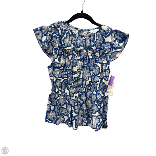Top Short Sleeve By Time And Tru In Blue & White, Size: L