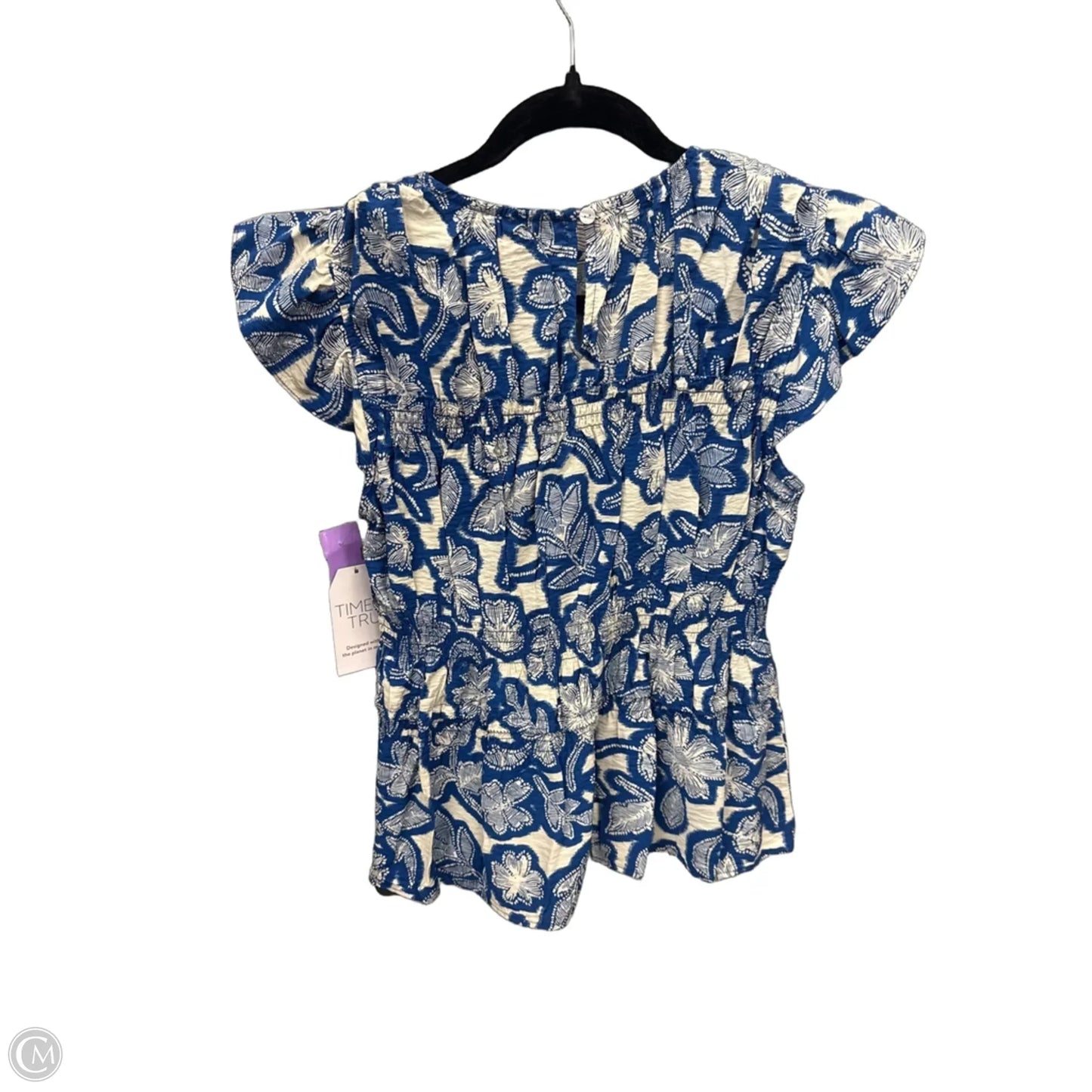 Top Short Sleeve By Time And Tru In Blue & White, Size: L