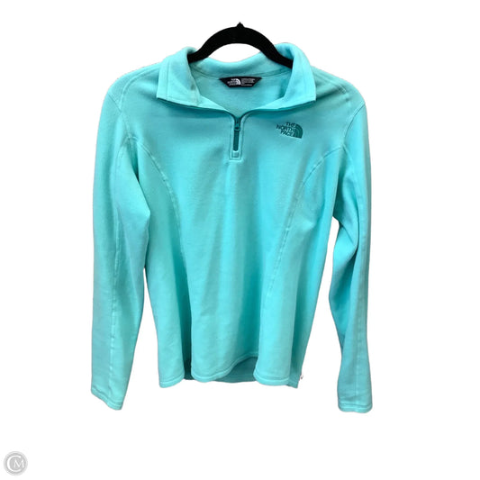 Athletic Top Long Sleeve Collar By The North Face In Teal, Size: M