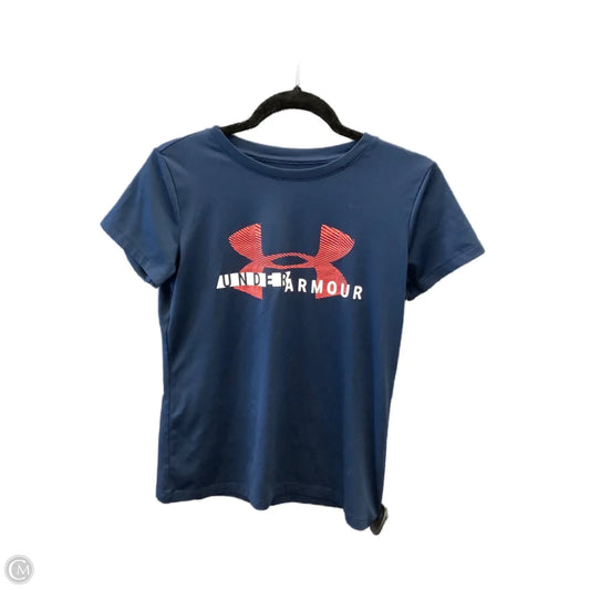 Athletic Top Short Sleeve By Under Armour In Blue, Size: S