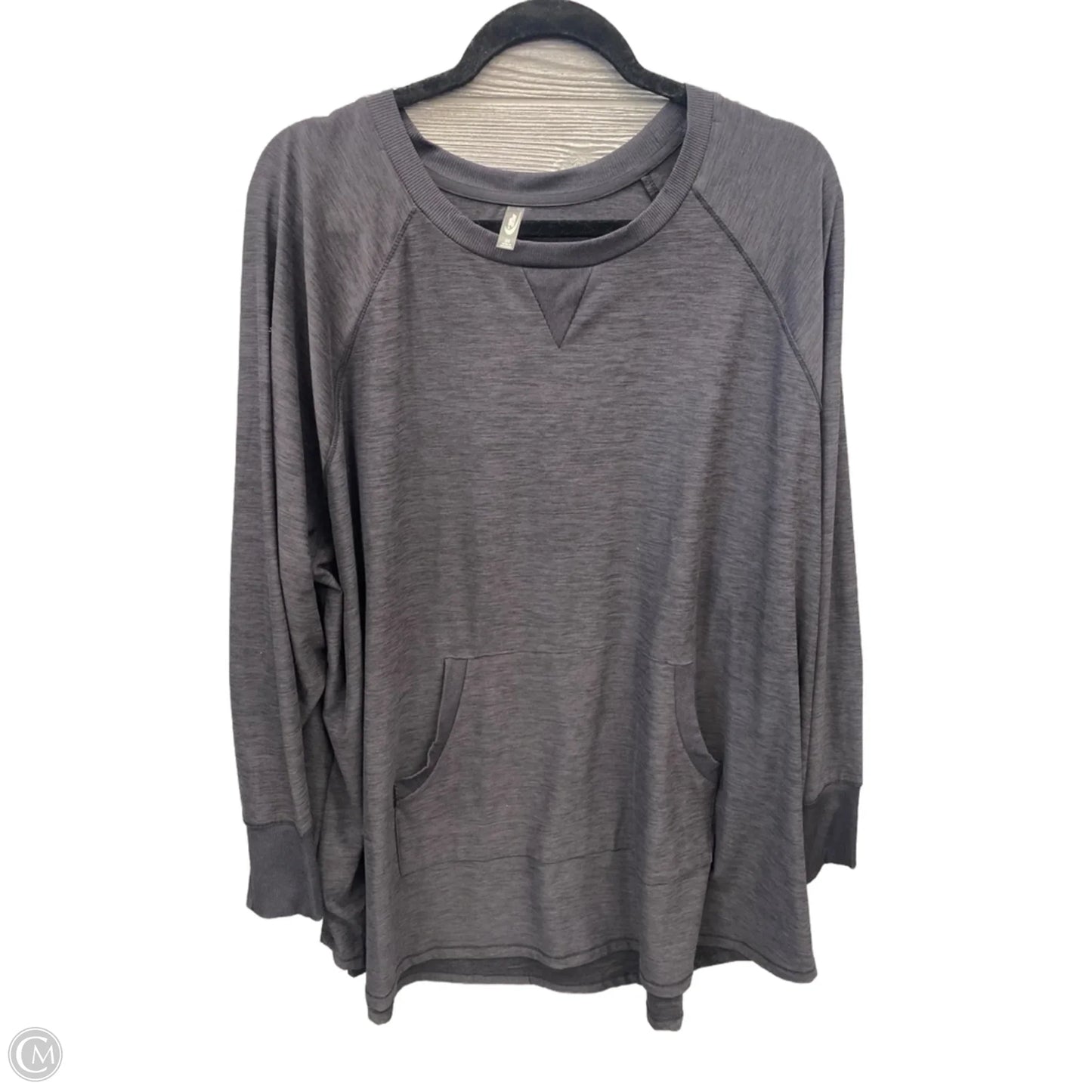 Athletic Top Long Sleeve Crewneck By Mta Sport In Grey, Size: 3x
