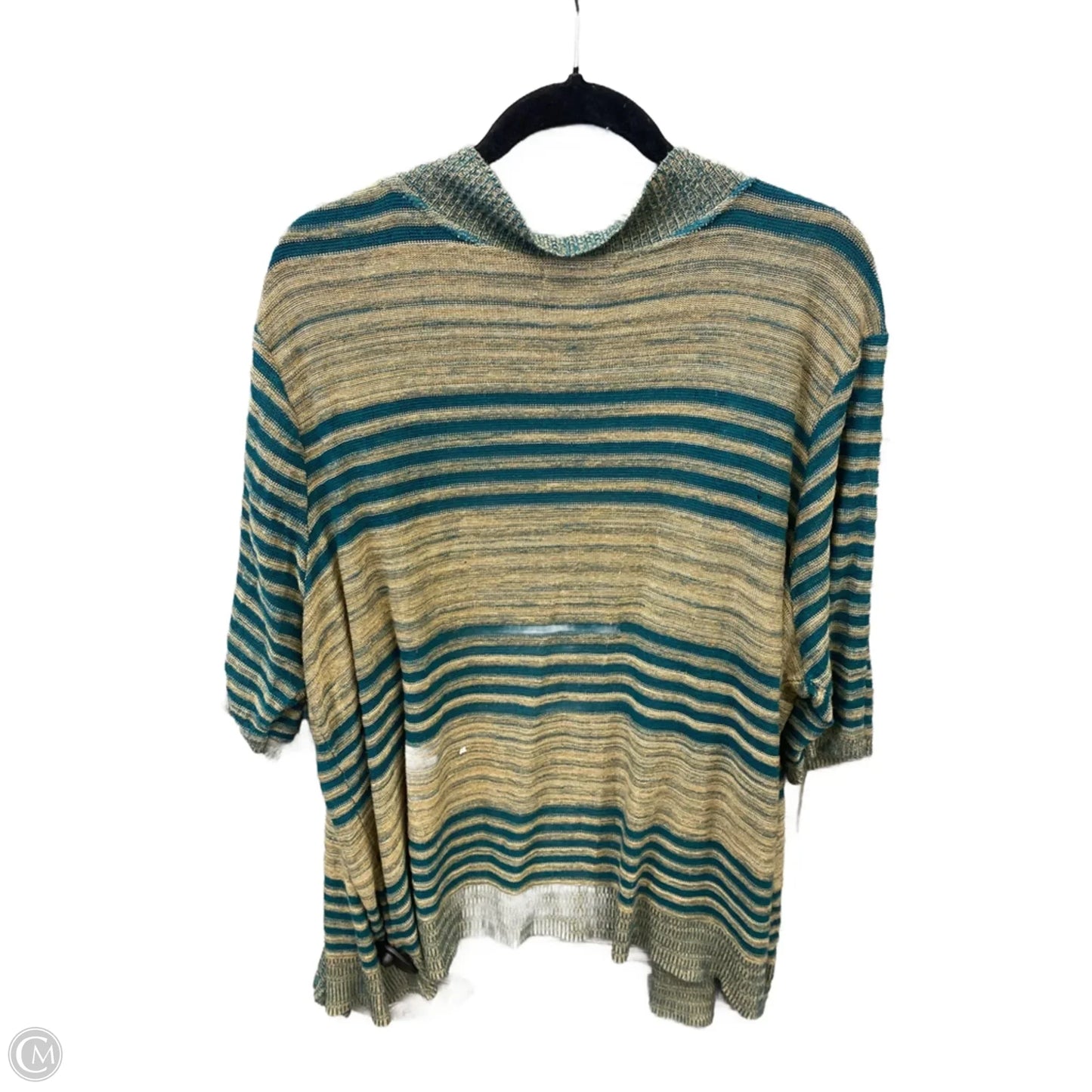 Cardigan By Cj Banks In Blue & Cream, Size: 3x