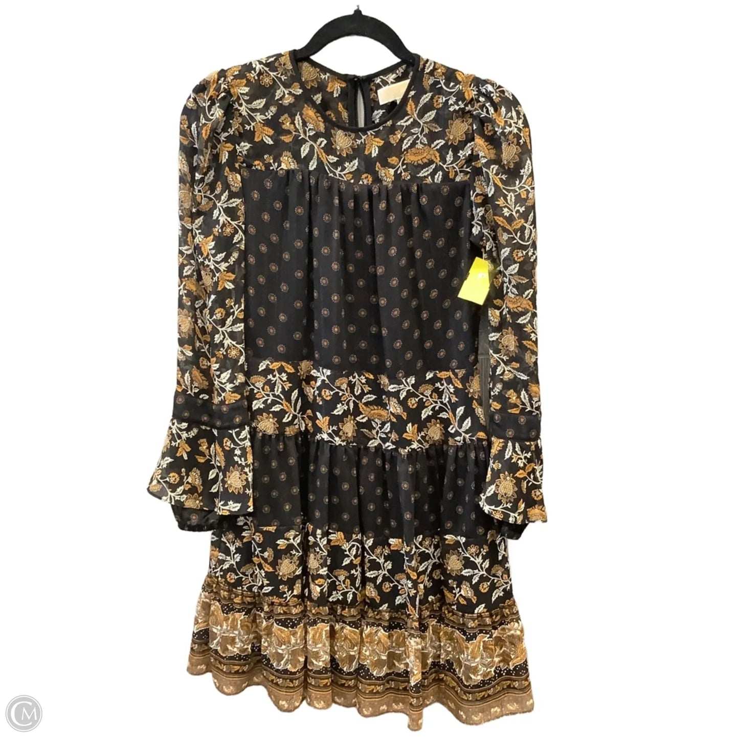 Dress Casual Midi By Michael By Michael Kors In Black & Brown, Size: S