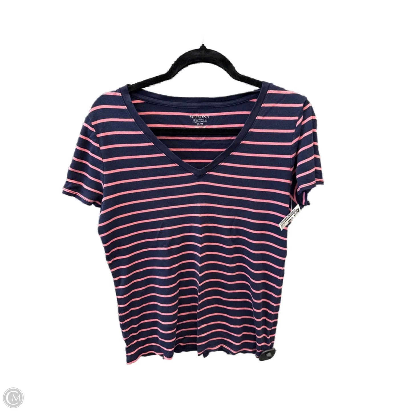 Top Short Sleeve By Merona In Striped Pattern, Size: Xl
