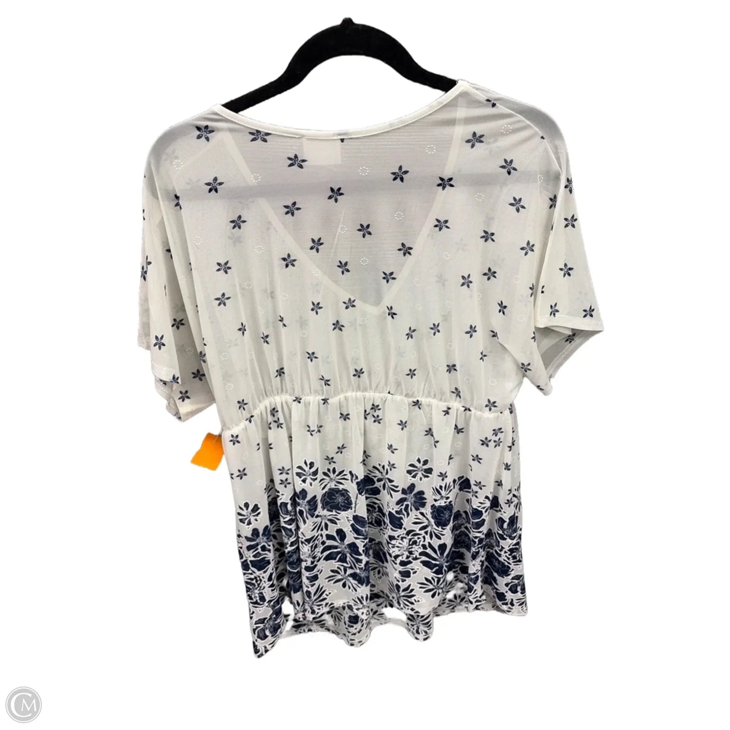 Top Short Sleeve By Siren Lily In Blue & White, Size: 1x
