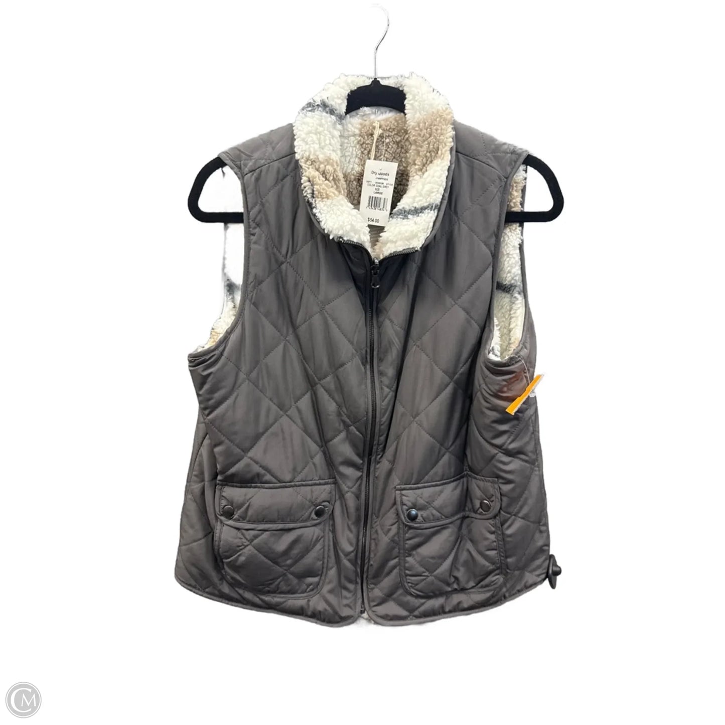 Vest Puffer & Quilted By Thread And Supply In Grey, Size: L