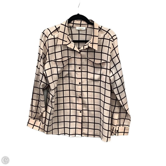 Top Long Sleeve By Calvin Klein In Black & Pink, Size: L