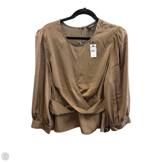 Top Long Sleeve By Express In Brown, Size: Xl
