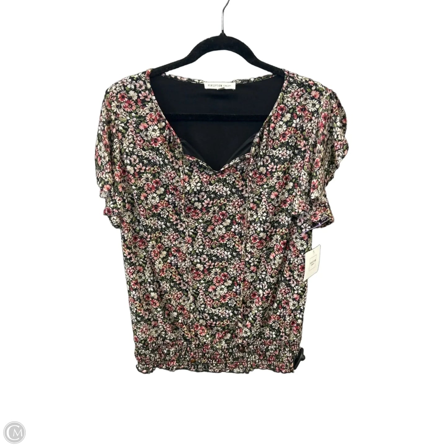 Top Short Sleeve By Perseption Concept In Floral Print, Size: M