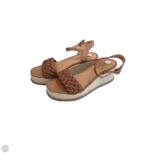 Sandals Heels Wedge By Time And Tru In Brown, Size: 9