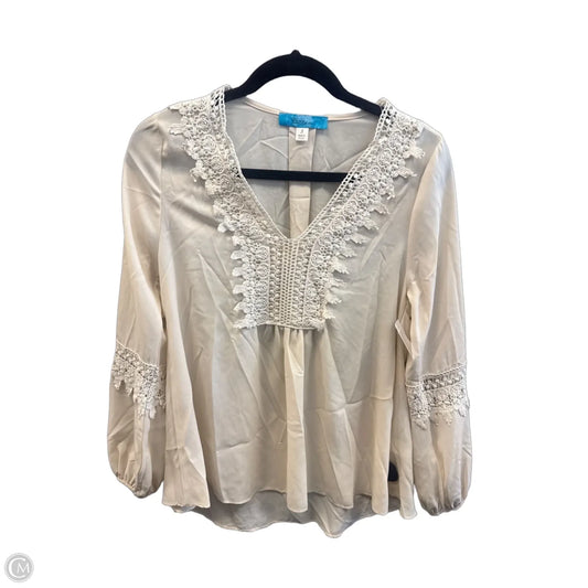 Top Long Sleeve By Buttons In Beige, Size: S