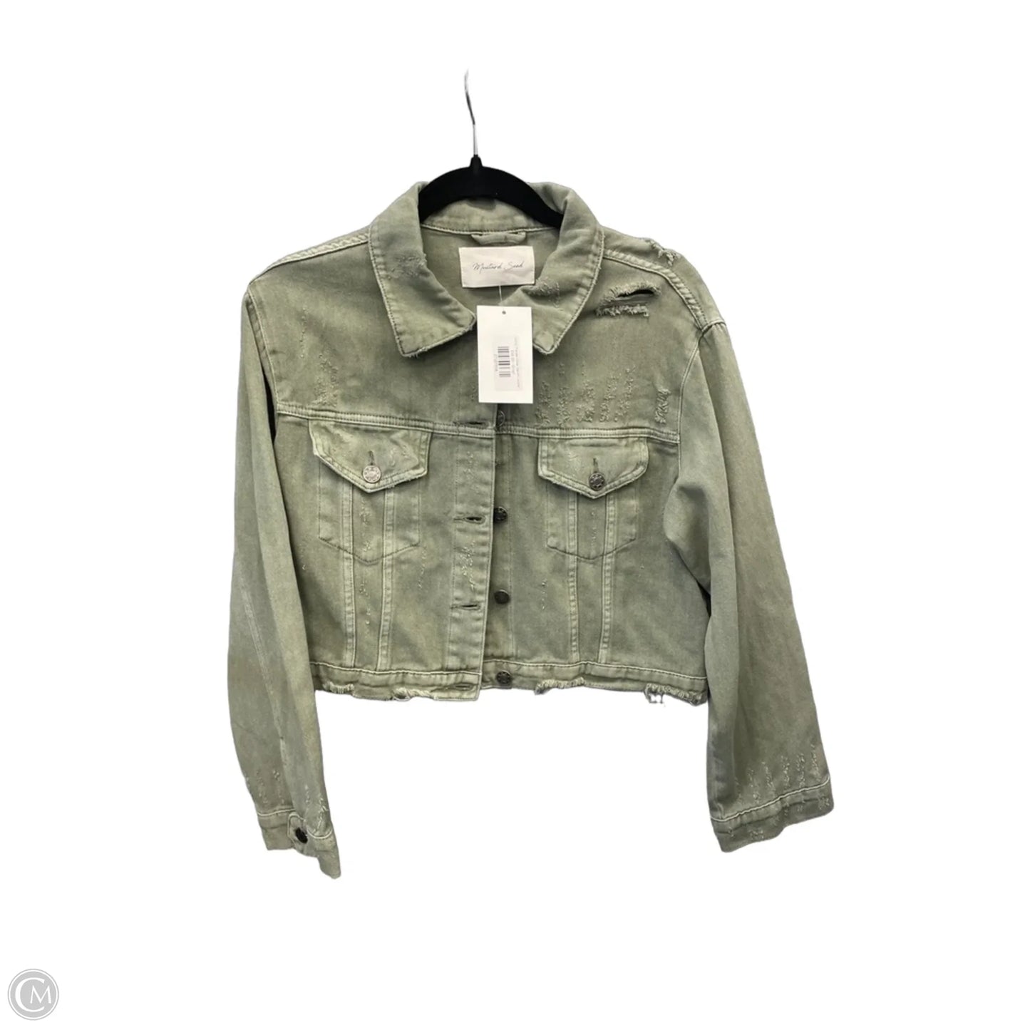 Jacket Denim By Mustard Seed In Green Denim, Size: S