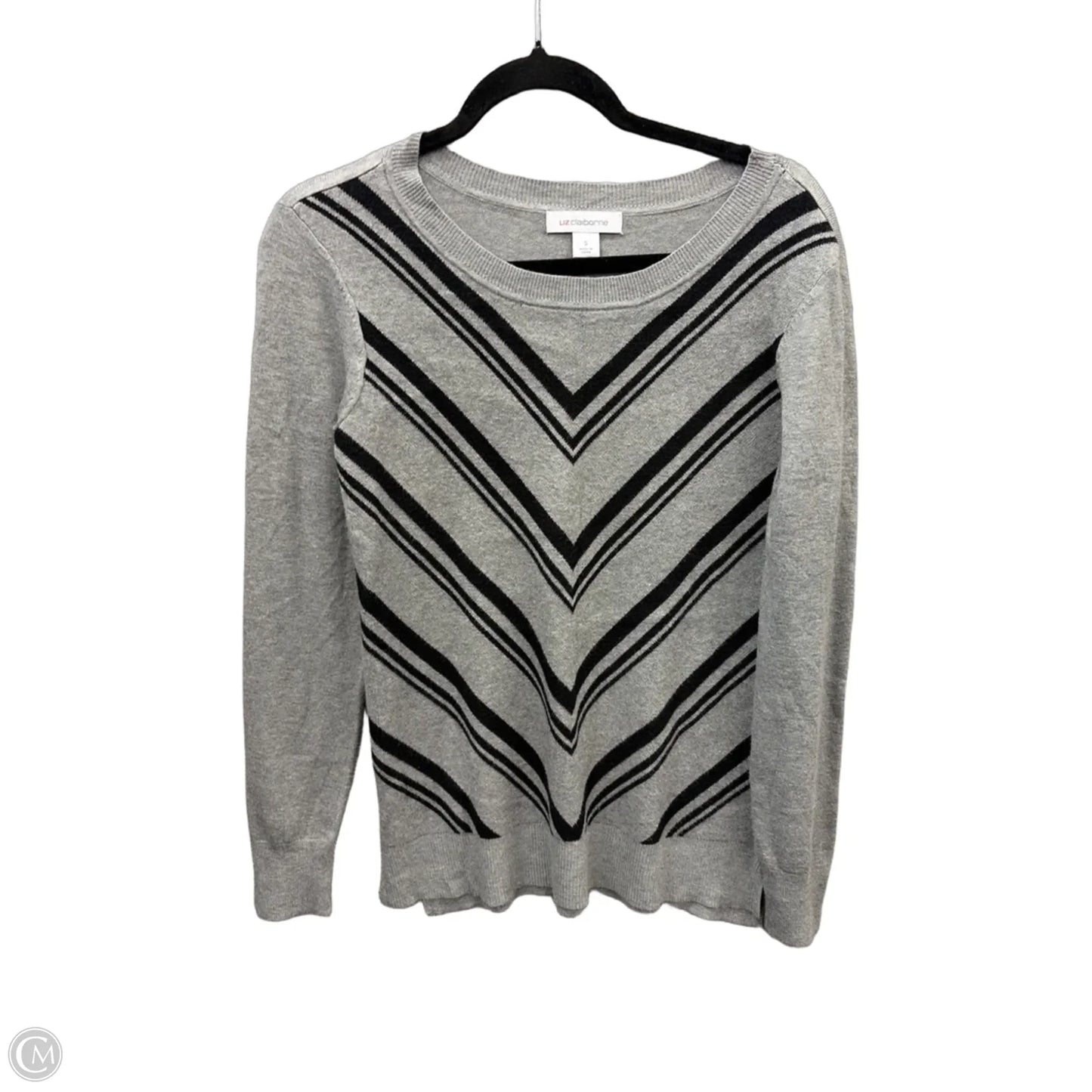 Top Long Sleeve By Liz Claiborne In Black & Grey, Size: S