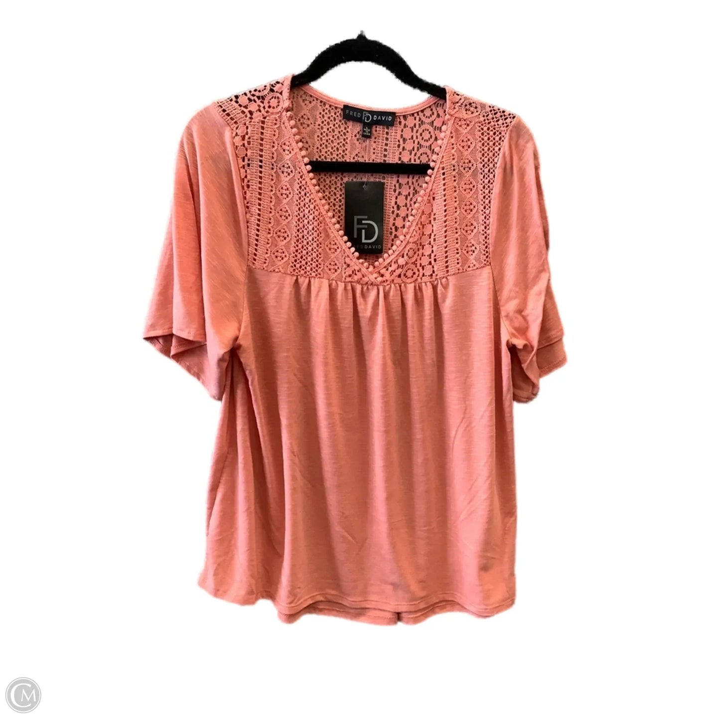 Top Short Sleeve By Fred David In Coral, NEW! Size: L