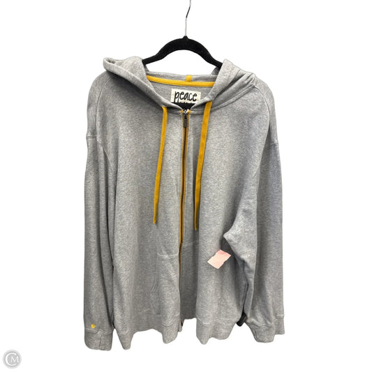 Sweatshirt Hoodie By Peace Love World In Grey, Size: 3x