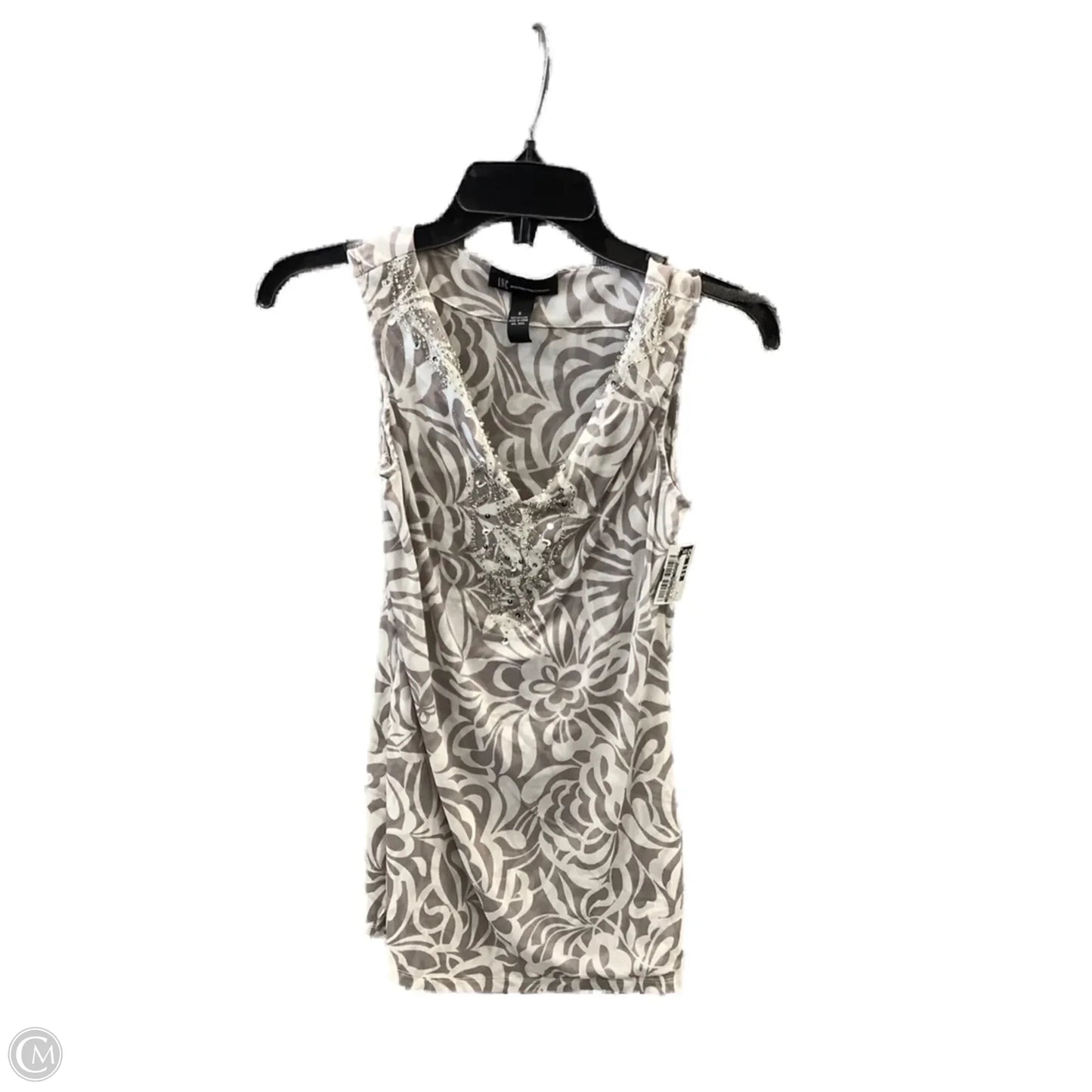 Top Sleeveless By International Concepts In Grey & White, Size: S