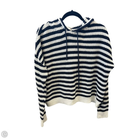 Sweatshirt Hoodie By Workshop In Blue & White, Size: M