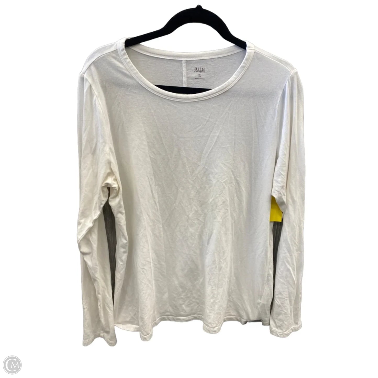 Top Long Sleeve Basic By Ana In White, Size: Xl