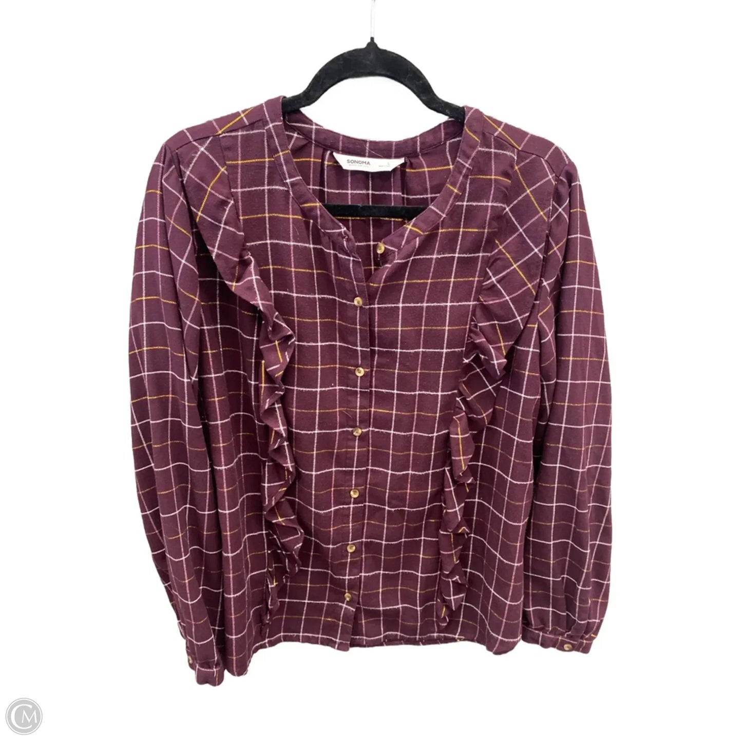 Top Long Sleeve By Sonoma In Maroon, Size: L