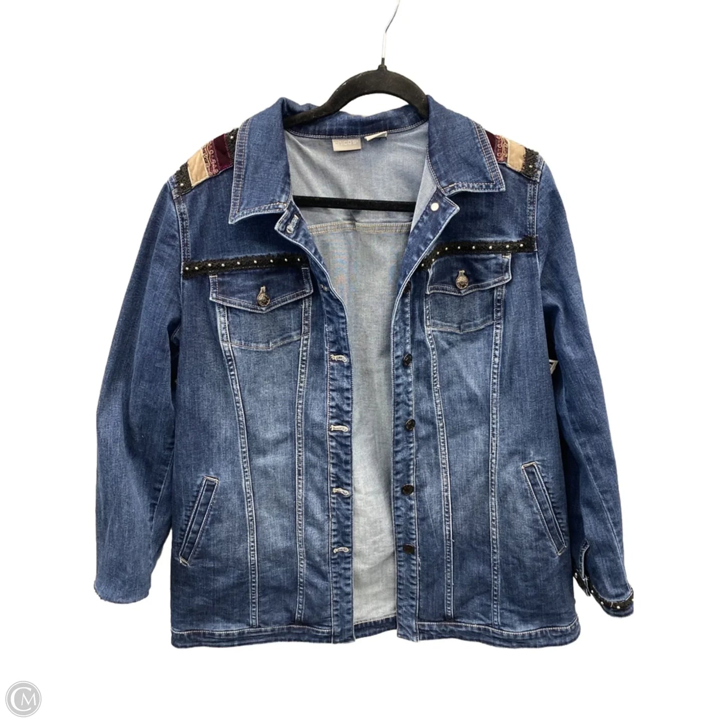 Jacket Denim By Chicos In Blue Denim, Size: L