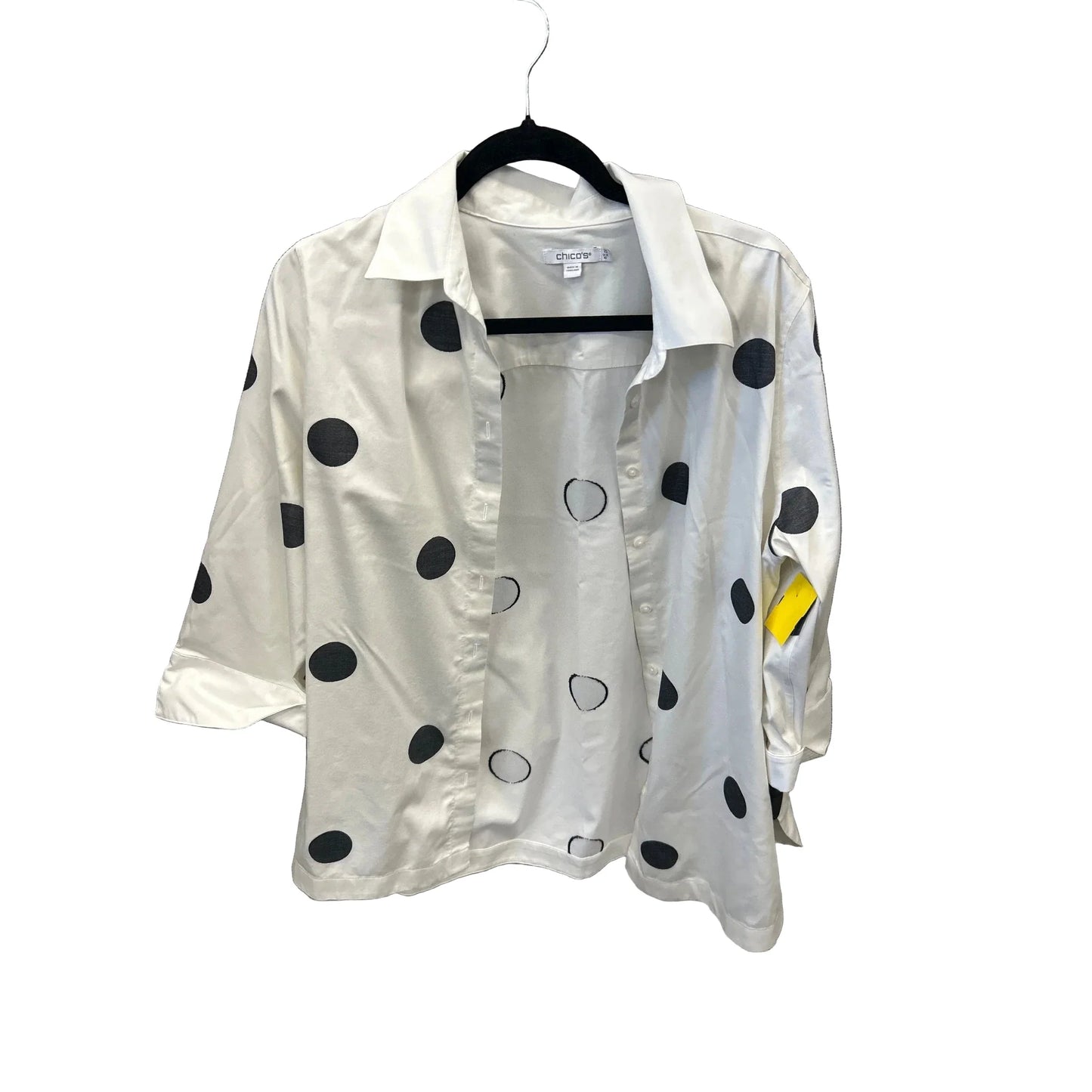 Top Long Sleeve By Chicos In Black & White, Size: M