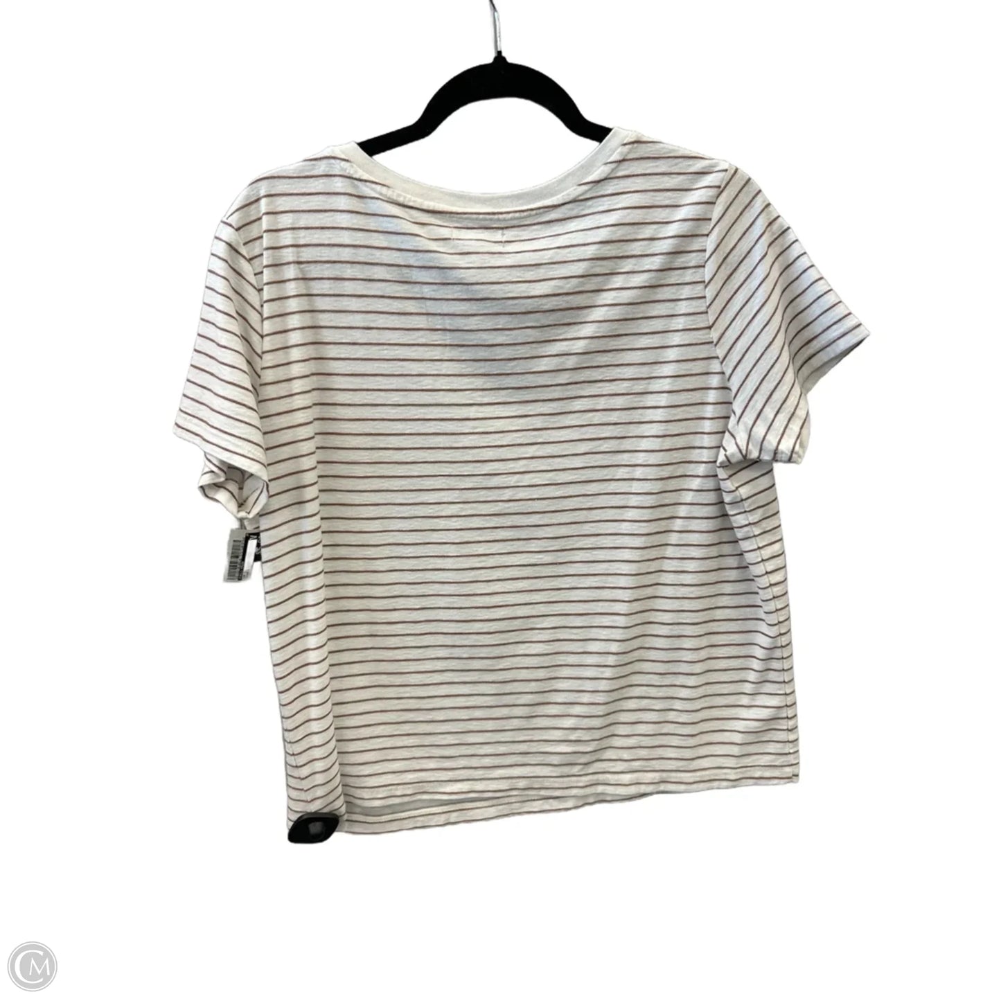 Top Short Sleeve By Falls Creek In Brown & White, Size: L