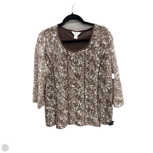 Top 3/4 Sleeve By Cj Banks In Brown, Size: 1x
