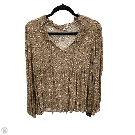 Blouse Long Sleeve By White Birch In Brown, Size: M