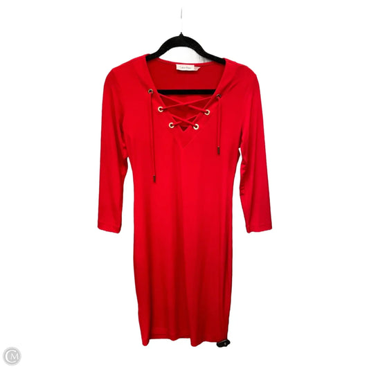 Dress Party Midi By Calvin Klein In Red, Size: Xs